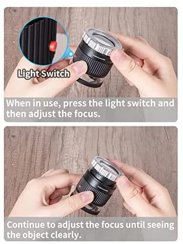 JARLINK 30X Adjustable Focal 3 LED Jewelers Loupe Magnifier, Black | Precision Jewelry & Coin Inspection thumbnail 5