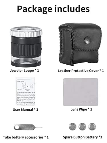 JARLINK 30X Adjustable Focal 3 LED Jewelers Loupe Magnifier, Black | Precision Jewelry & Coin Inspection thumbnail 7
