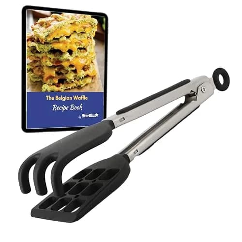 StarBlue Mini Waffle Tongs 8 Inches (20.3 cm) | Heat-Resistant Silicone & Nylon Serving Tongs with Lock thumbnail 1