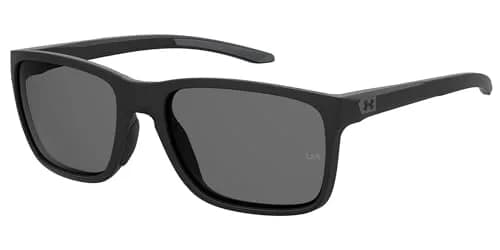 Under Armour Hustle Rectangular Sunglasses Matte Black Frame Polarized Gray Lenses 58mm (2.28in) | Sporty & Secure Fit thumbnail 1