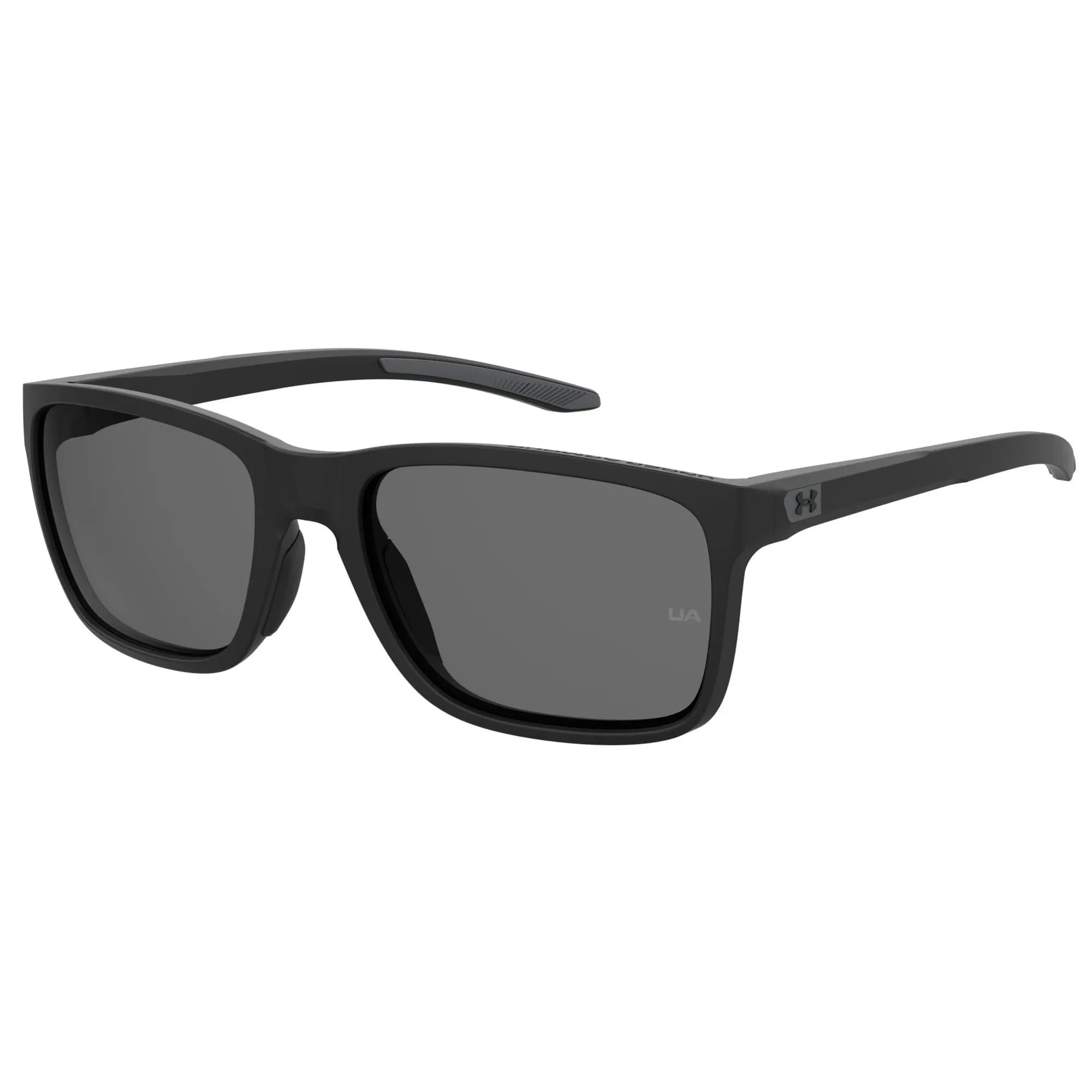 Under Armour Hustle Rectangular Sunglasses Matte Black Frame Polarized Gray Lenses 58mm (2.28in) | Sporty & Secure Fit - main product image