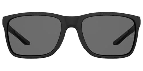 Under Armour Hustle Rectangular Sunglasses Matte Black Frame Polarized Gray Lenses 58mm (2.28in) | Sporty & Secure Fit thumbnail 2