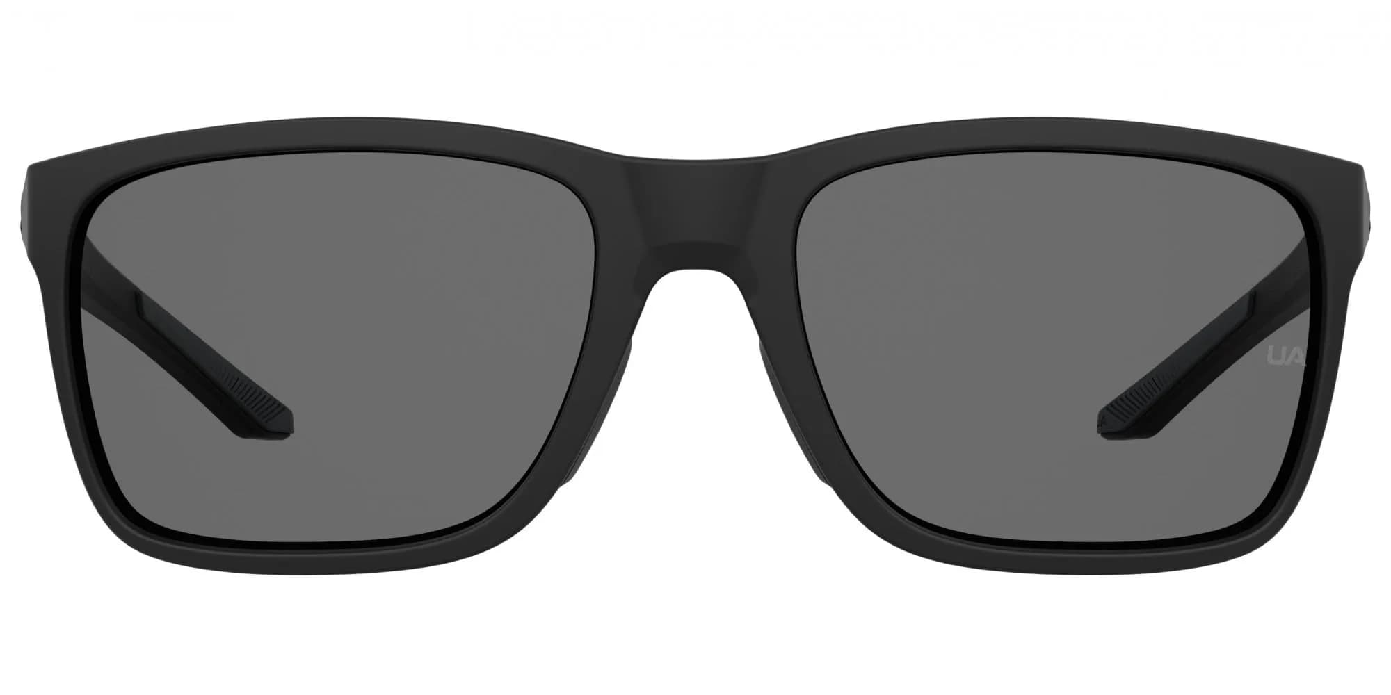 Under Armour Hustle Rectangular Sunglasses Matte Black Frame Polarized Gray Lenses 58mm (2.28in) | Sporty & Secure Fit - view 2