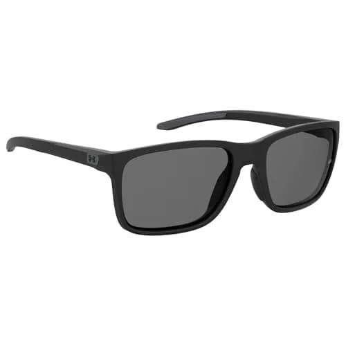 Under Armour Hustle Rectangular Sunglasses Matte Black Frame Polarized Gray Lenses 58mm (2.28in) | Sporty & Secure Fit thumbnail 3