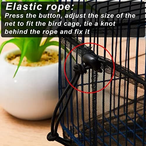 Shappy Black Nylon Mesh Bird Cage Cover 200cm (78.7 Inch) | Breathable & Adjustable for Medium/Small Cages thumbnail 4