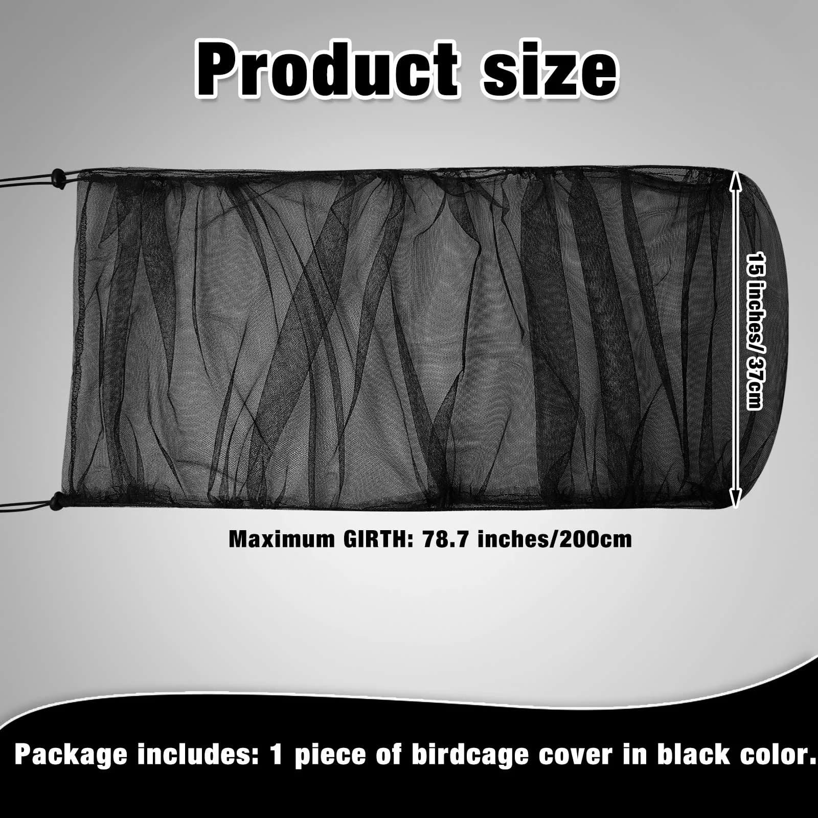 Shappy Black Nylon Mesh Bird Cage Cover 200cm (78.7 Inch) | Breathable & Adjustable for Medium/Small Cages - view 2