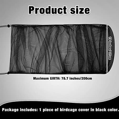 Shappy Black Nylon Mesh Bird Cage Cover 200cm (78.7 Inch) | Breathable & Adjustable for Medium/Small Cages thumbnail 2