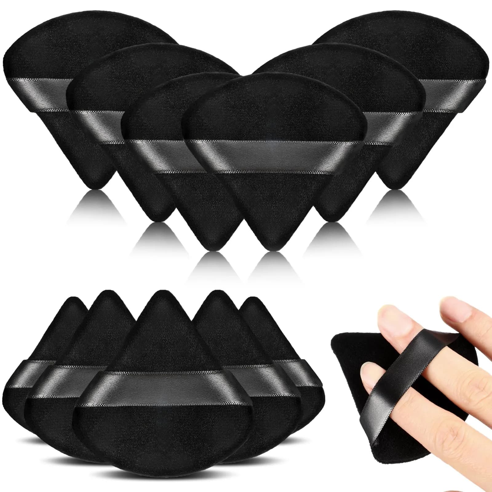 Maitys Powder Puff Triangle 12 Pcs | Reusable, Washable, 2.83 Inch, Black