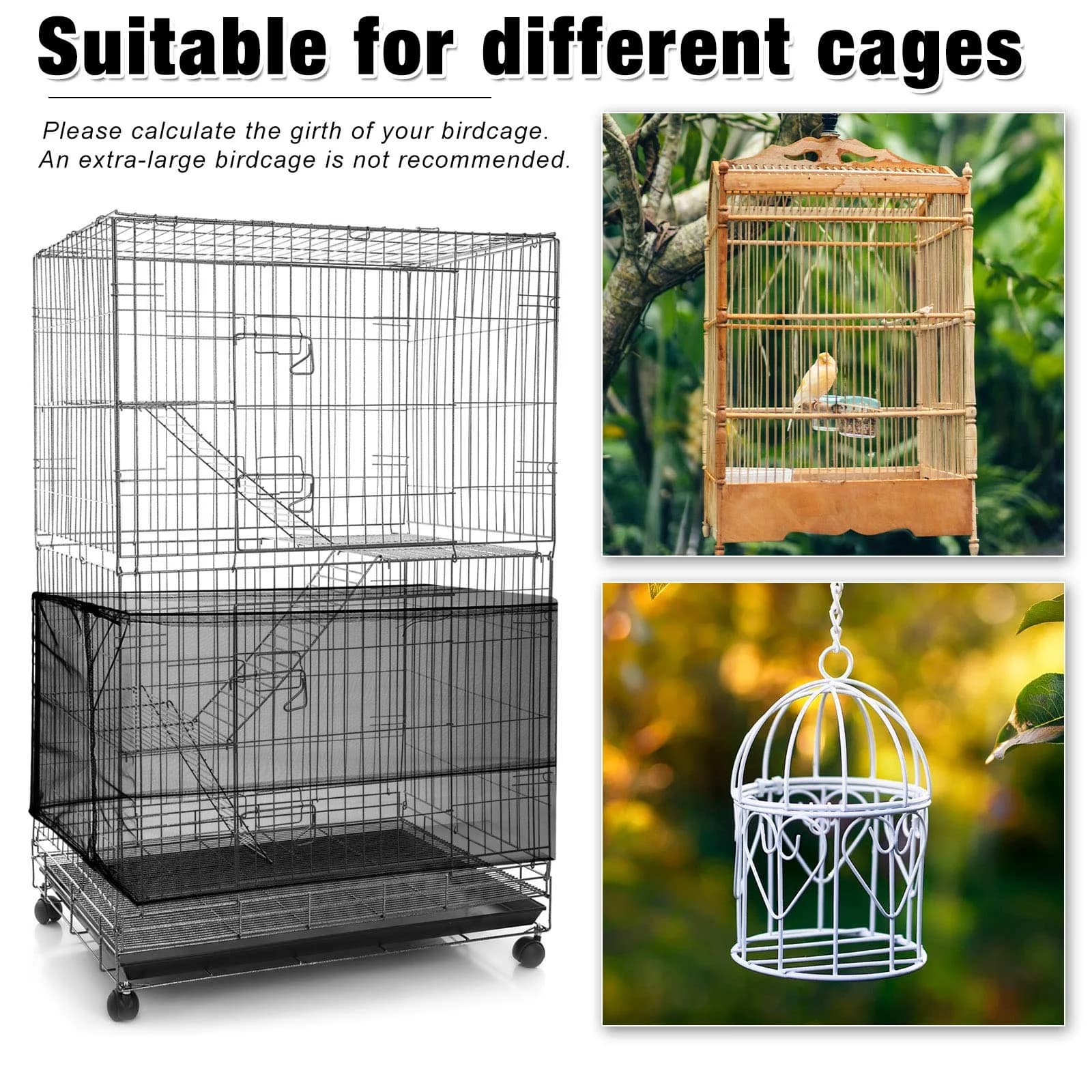 Shappy White Bird Cage Seed Catcher Net 200cm (78.7 Inch) | Keeps Cages Clean - view 4