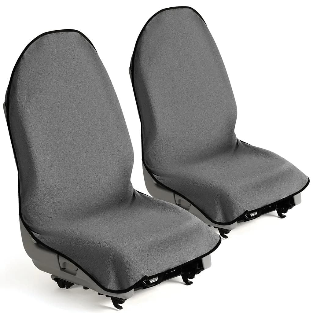lebogner Black 2 Pack Universal Fit Car Seat Towel Cover | Protects Seats from Sweat, Dirt & Pet Hair — Grey
