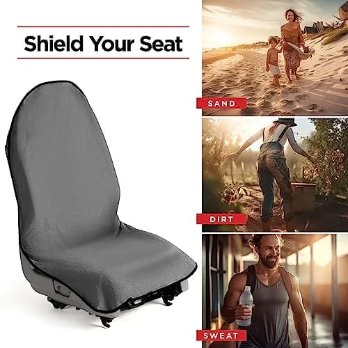 lebogner Grey 2 Pack Car Seat Towel Cover Universal Fit | Protects Seats from Sweat, Dirt, and Pet Hair thumbnail 6