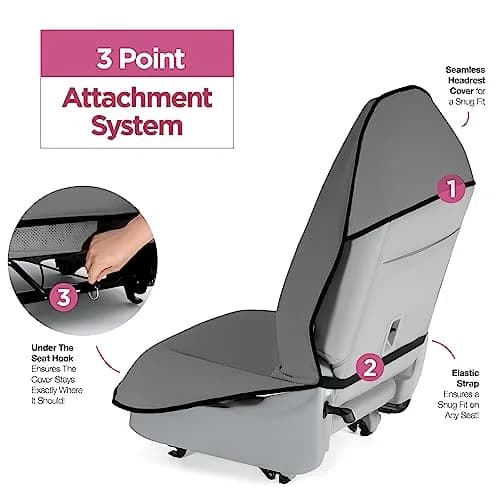 lebogner Grey 2 Pack Car Seat Towel Cover Universal Fit | Protects Seats from Sweat, Dirt, and Pet Hair thumbnail 2