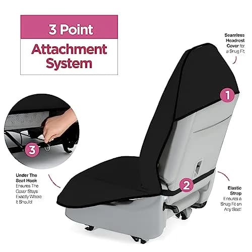 lebogner Black 2 Pack Universal Fit Car Seat Towel Cover | Protects Seats from Sweat, Dirt & Pet Hair thumbnail 2