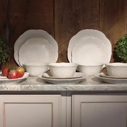 Lenox French Perle White Stoneware Dinnerware Set with All-Purpose Bowls, 12-Piece Set | Durable Ceramic for Everyday & Formal Dining thumbnail 5