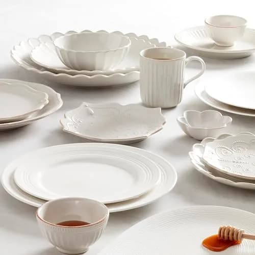 Lenox French Perle White Stoneware Dinnerware Set with All-Purpose Bowls, 12-Piece Set | Durable Ceramic for Everyday & Formal Dining thumbnail 8