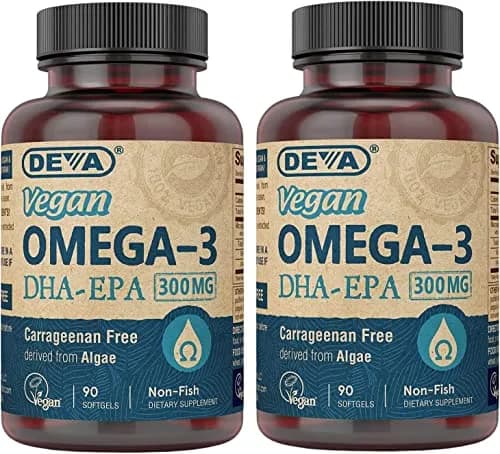 DEVA Vegan Omega-3 DHA-EPA 300MG 180 Count (Pack of 2) | Algae-Derived Essential Fatty Acids thumbnail 1