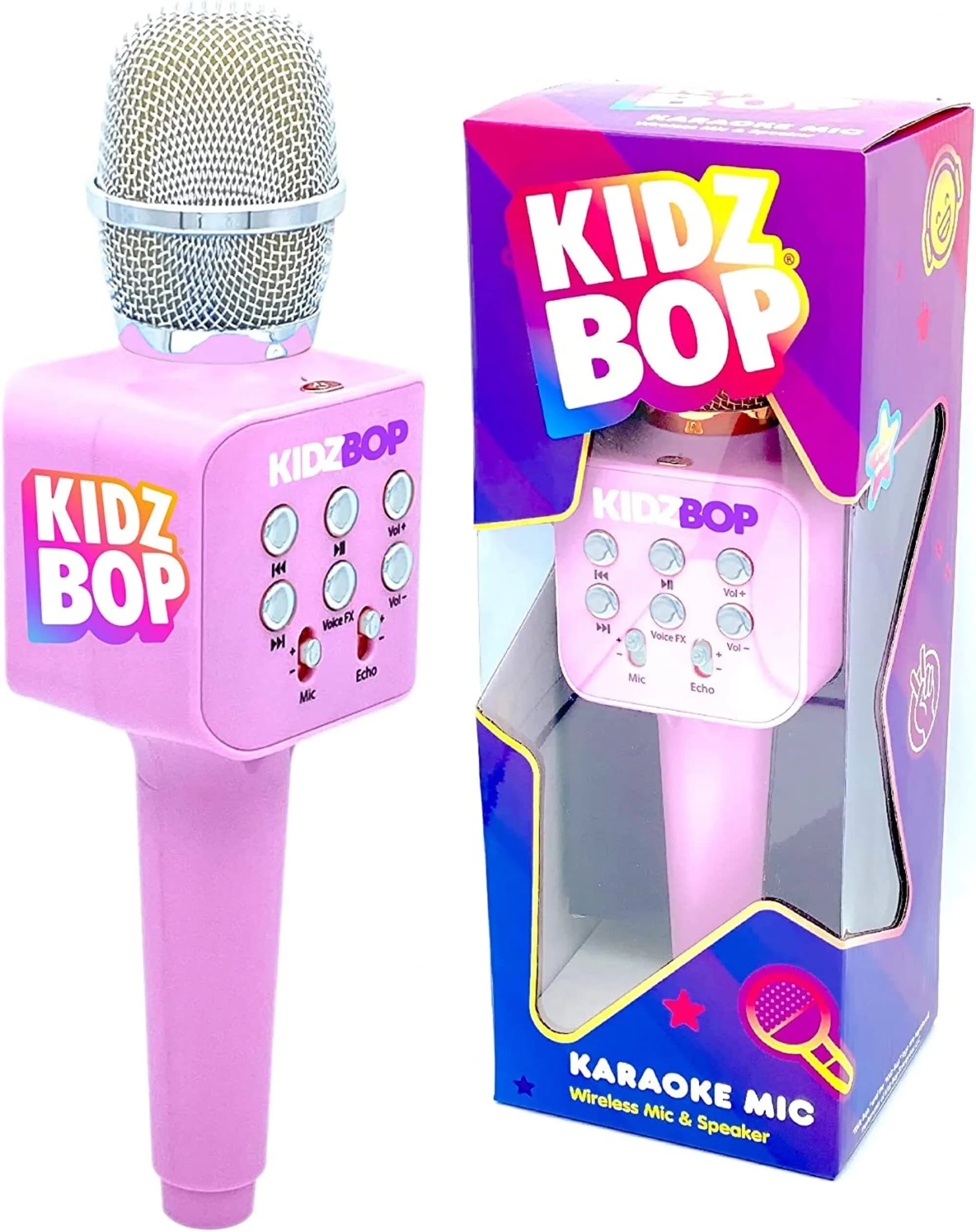 Move2Play Kidz Bop Karaoke Microphone Pink | Bluetooth Connectivity & 4 Voice Effects