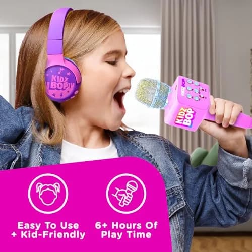 Move2Play Kidz Bop Karaoke Microphone Pink | Bluetooth Connectivity & 4 Voice Effects thumbnail 4