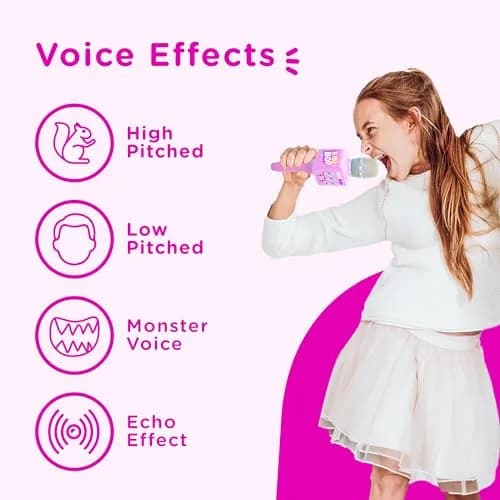 Move2Play Kidz Bop Karaoke Microphone Pink | Bluetooth Connectivity & 4 Voice Effects thumbnail 5