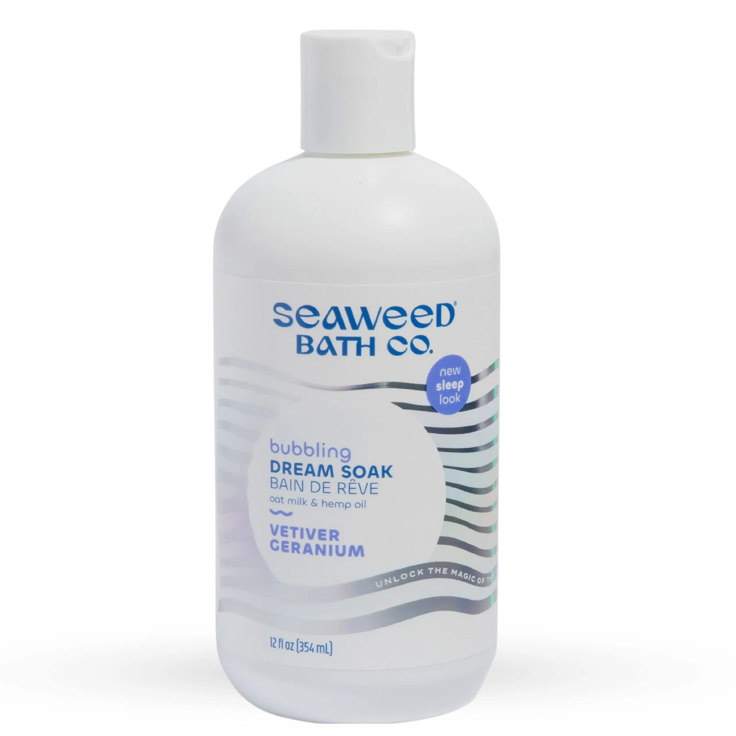 The Seaweed Bath Co. Bubbling Dream Soak, Vetiver Geranium Scent, 12 Fl Oz | Nourishing Marine Ingredients