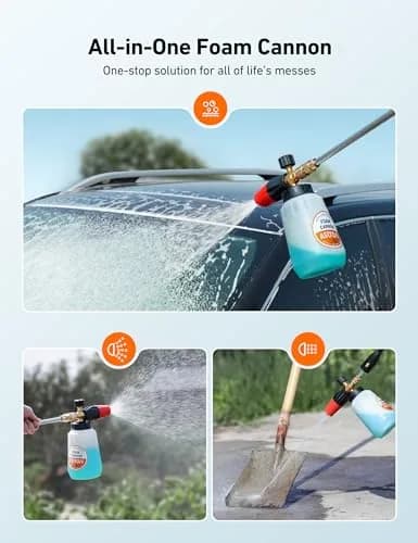 AstroAI Foam Cannon for Pressure Washer with 1/4" Quick Connect Plug, 1 L | Heavy Duty Brass Valve & Metal Parts for Car Wash Detailing thumbnail 9