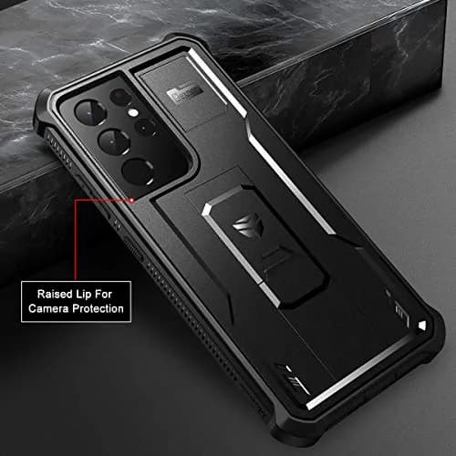 Dexnor Galaxy S21 Ultra Case with Screen Protector & Kickstand | Heavy Duty Shockproof Cover for Samsung Galaxy S21 Ultra 5G, 6.8 inch, Black thumbnail 5