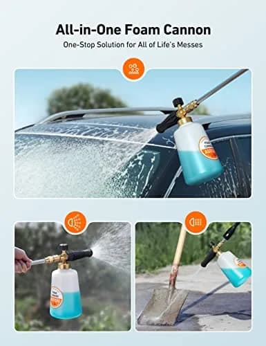 AstroAI Foam Cannon for Pressure Washer with 1/4" Quick Connect, 1.5 Liter Bottle | Heavy Duty Foam Sprayer Attachments for Car Washing thumbnail 9