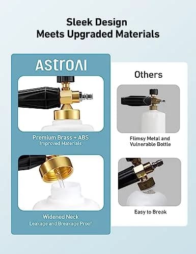 AstroAI Foam Cannon for Pressure Washer with 1/4" Quick Connect, 1.5 Liter Bottle | Heavy Duty Foam Sprayer Attachments for Car Washing thumbnail 2