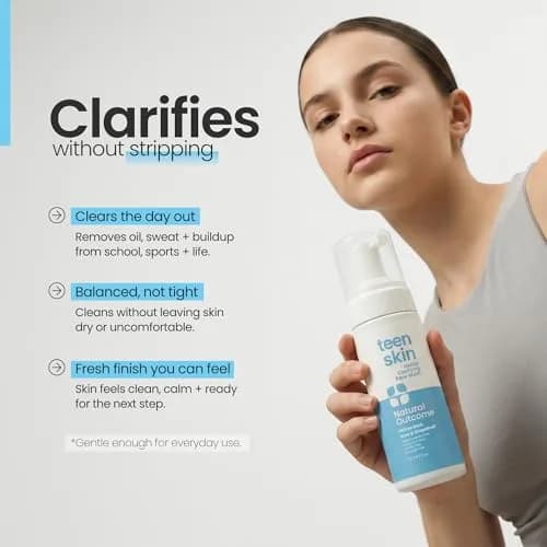 natural outcome Teen Skin Face Wash | Gentle Foaming Daily Cleanser for Teens & Kids | Natural Non-toxic Ingredients | 5 oz thumbnail 3