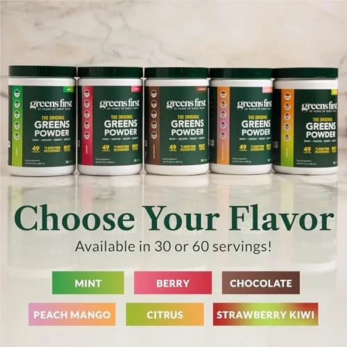 Greens First Original Greens Powder - 49 Superfoods - Organic Fruits & Veggies - Probiotics & Digestive Enzymes - Antioxidant Smoothie - Dairy Free, Vegan & Non-GMO - Chocolate - 60 Servings | Complete Nutritional Support thumbnail 6