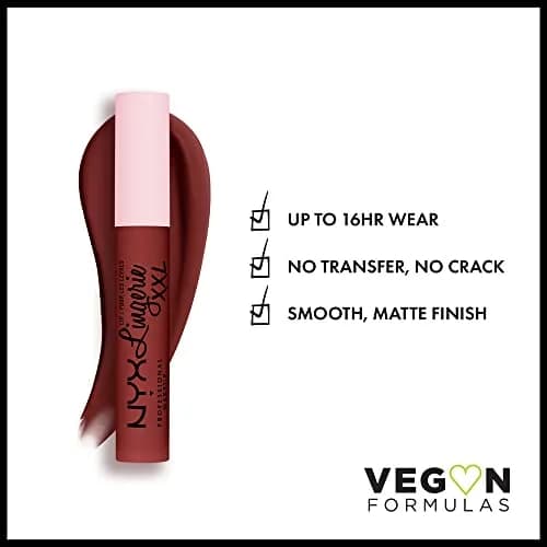 NYX PROFESSIONAL MAKEUP Lip Lingerie XXL Matte Liquid Lipstick - Straps Off (Reddish Brown Nude) 4ml (0.13 Fl Oz) | Long-Lasting Matte Finish thumbnail 2