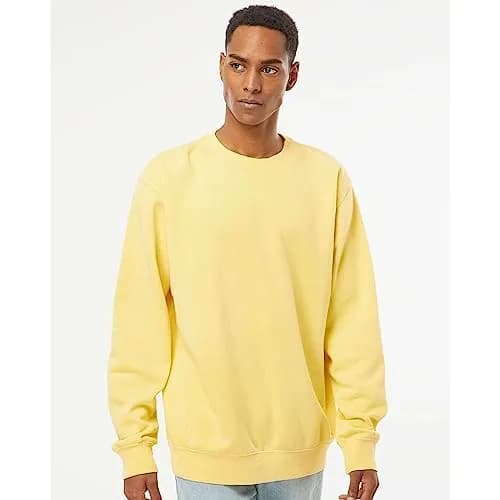 Independent Trading Co. Pigment-Dyed Crewneck Sweatshirt M Pigment Yellow | Long Sleeve Cotton Blend thumbnail 2