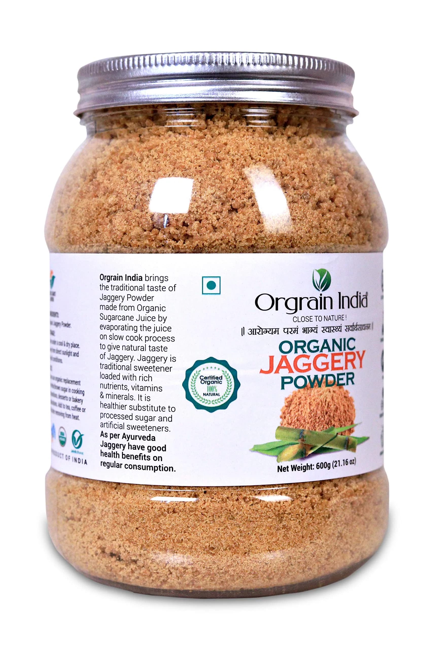 Orgrain India Organic Jaggery Powder 600g (21.16 Oz) | Natural Sweetener for Tea, Coffee & Baking | Hand Crushed Gur Powder - view 5
