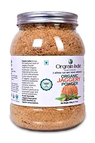 Orgrain India Organic Jaggery Powder 600g (21.16 Oz) | Natural Sweetener for Tea, Coffee & Baking | Hand Crushed Gur Powder thumbnail 5