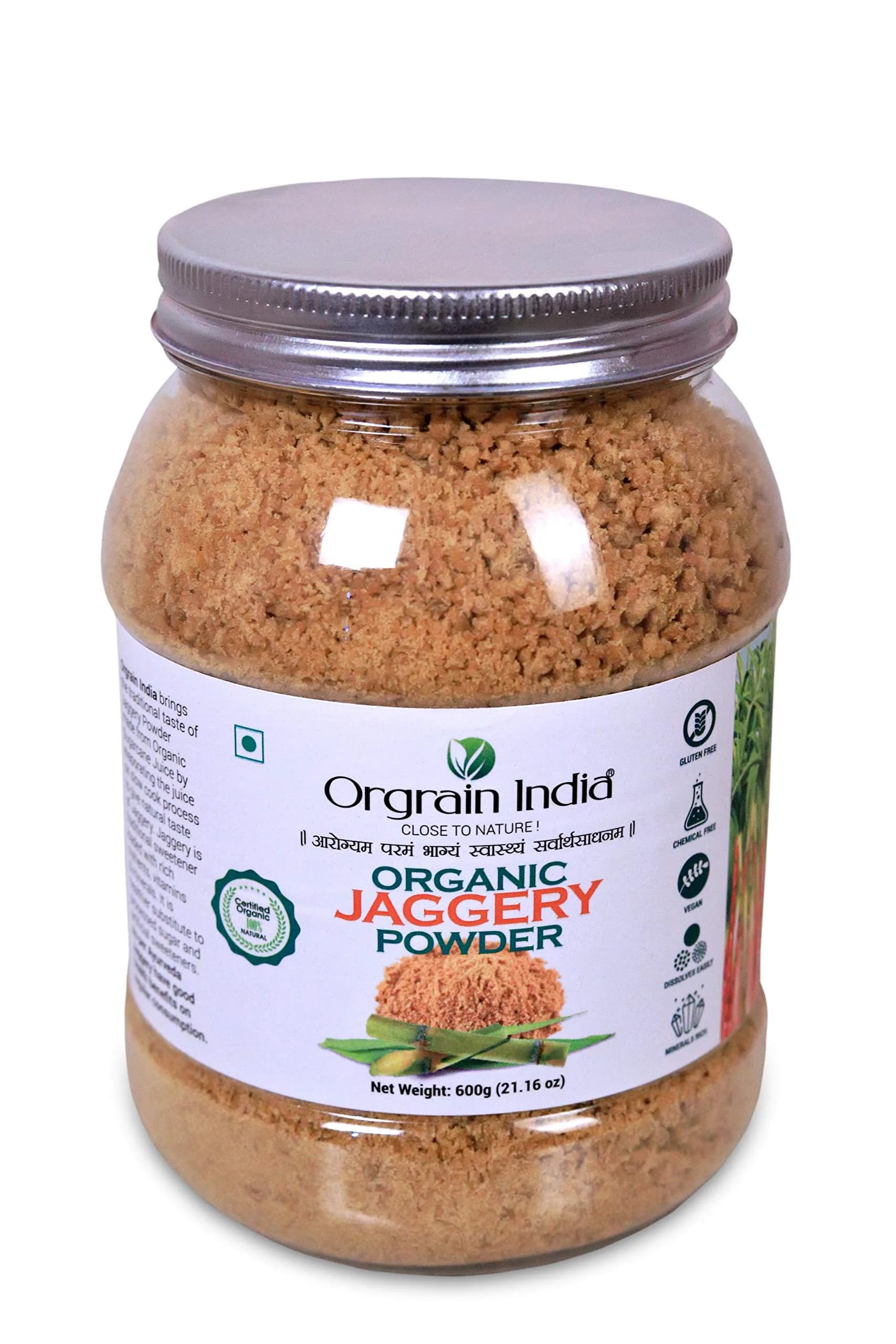 Orgrain India Organic Jaggery Powder 600g (21.16 Oz) | Natural Sweetener for Tea, Coffee & Baking | Hand Crushed Gur Powder - view 6