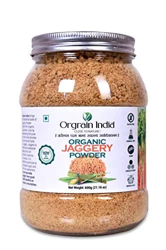 Orgrain India Organic Jaggery Powder 600g (21.16 Oz) | Natural Sweetener for Tea, Coffee & Baking | Hand Crushed Gur Powder thumbnail 1