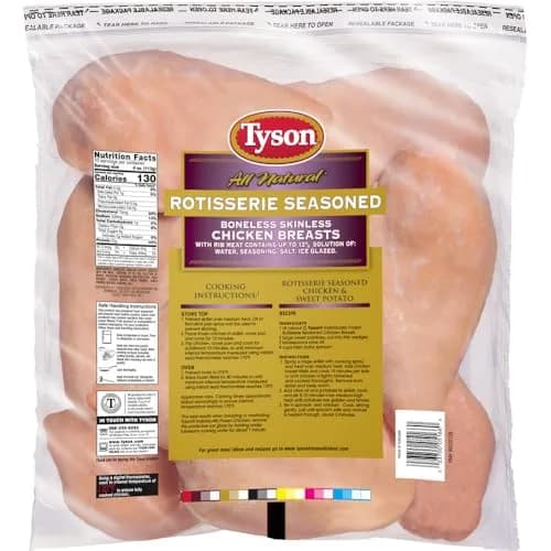 Tyson Rotisserie Seasoned Chicken Breasts 2.5 lb | Juicy, All Natural, Quick Cook thumbnail 2
