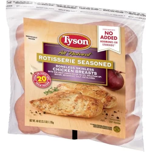 Tyson Rotisserie Seasoned Chicken Breasts 2.5 lb | Juicy, All Natural, Quick Cook thumbnail 3