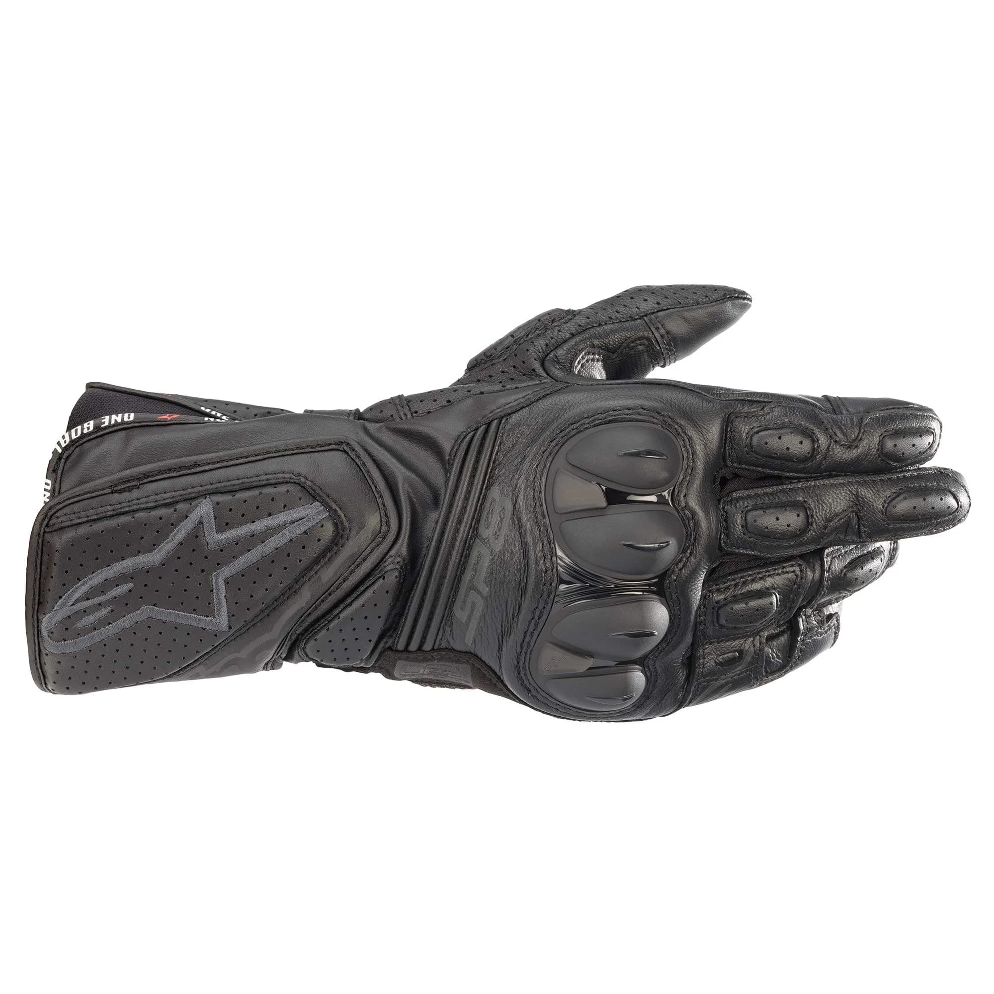 Alpinestars SP-8 V3 Full Gauntlet Leather Gloves L | CE-Certified, Knuckle Protection, Touchscreen Compatible — Black/Black / XX-Large