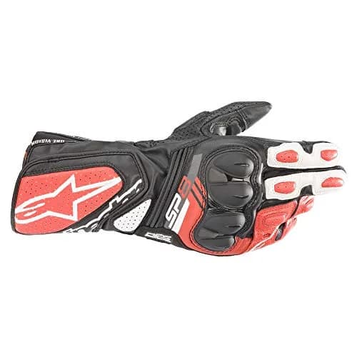 Alpinestars SP-8 V3 Full Gauntlet Leather Gloves - Black/White/Bright Red, Large thumbnail 1