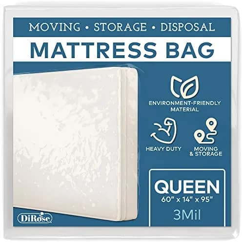 DiRose Clear Mattress Storage Bag for Queen Size - Heavy Duty 3.0 Mil Thick Plastic Protector | Waterproof & Reusable for Moving, Storage, Disposal thumbnail 1