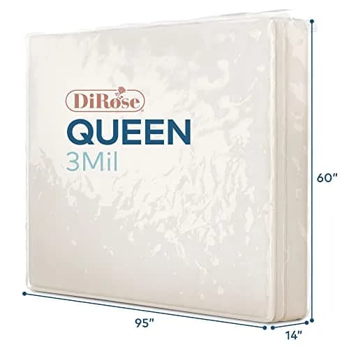 DiRose Clear Mattress Storage Bag for Queen Size - Heavy Duty 3.0 Mil Thick Plastic Protector | Waterproof & Reusable for Moving, Storage, Disposal thumbnail 2