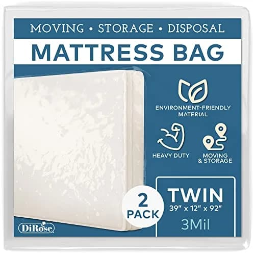 DiRose Clear Mattress Storage Bag Twin Size | Heavy Duty 3 Mil Waterproof Protector (2-Pack, 39"x12"x92") thumbnail 1