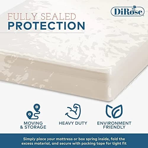 DiRose Clear Mattress Storage Bag Twin Size | Heavy Duty 3 Mil Waterproof Protector (2-Pack, 39"x12"x92") thumbnail 4