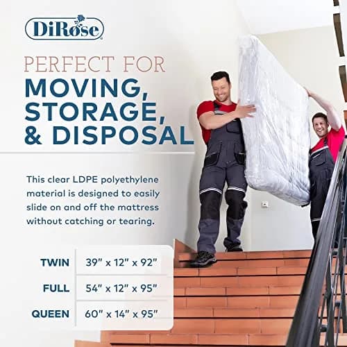 DiRose Clear Mattress Storage Bag Twin Size | Heavy Duty 3 Mil Waterproof Protector (2-Pack, 39"x12"x92") thumbnail 5