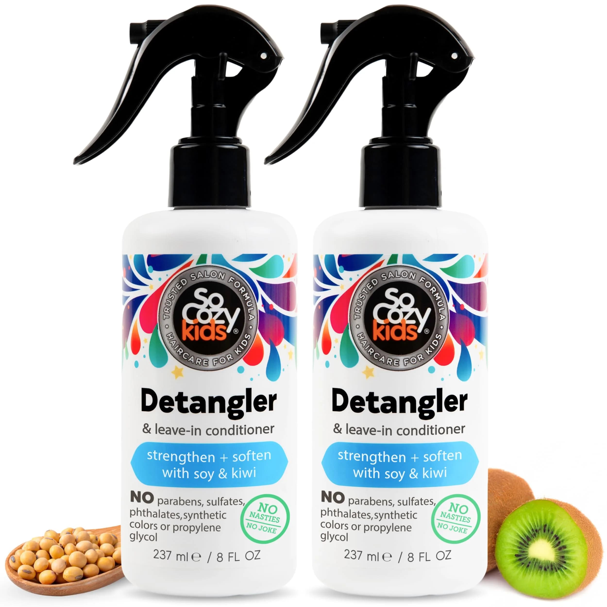 SO COZY Kids 2-in-1 Detangler & Leave In Conditioner Spray 473ml (16 Fl Oz) | Gentle Hair Care for All Hair Types — White