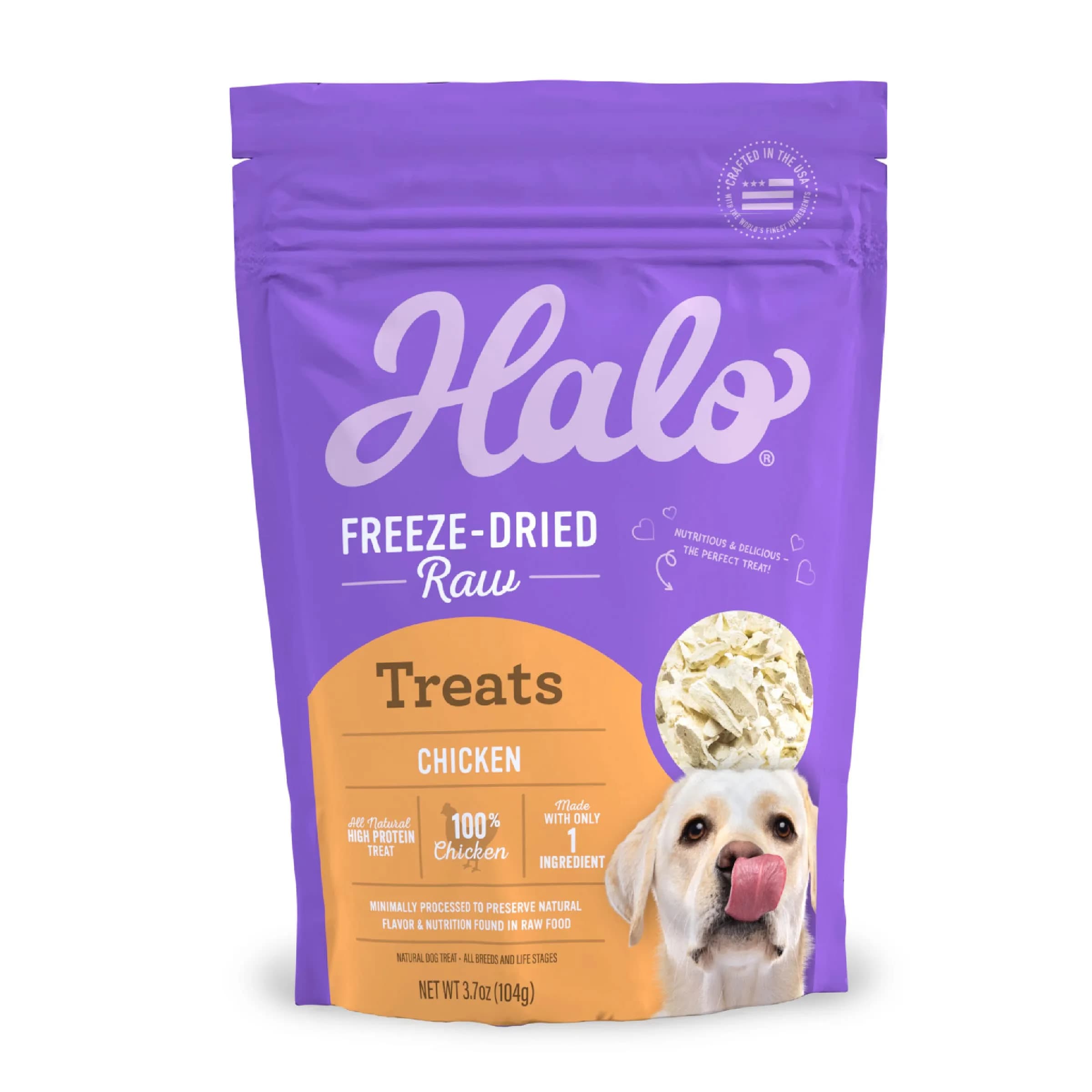 Halo Plant-Based Dog Treats Variety Pack 8 oz | Crunchy, Vegan & All-Natural Dog Snacks — Freeze-Dried Chicken Breast / 3.7 Ounce