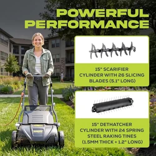 Sun Joe 15-Inch Electric Lawn Dethatcher & Scarifier AJ805E | 13-Amp Power for Lawn Revitalization thumbnail 5