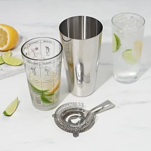 TRUE 3-Piece Barware Set for Mixed Drinks and Cold Brew Cocktails | Includes Cocktail Shaker Tin & Recipes thumbnail 7