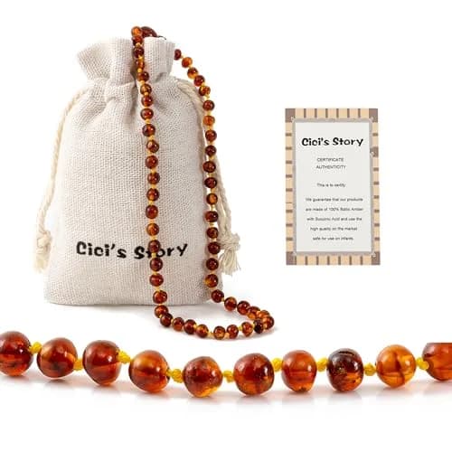 Cici's Story Baltic Amber Necklace 14 Inch Cognac | Certified Authentic Amber for Babies & Adults thumbnail 1